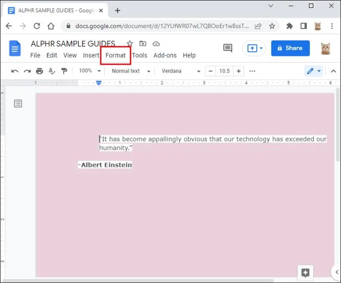 نحوه تغییر رنگ پس زمینه در Google Doc