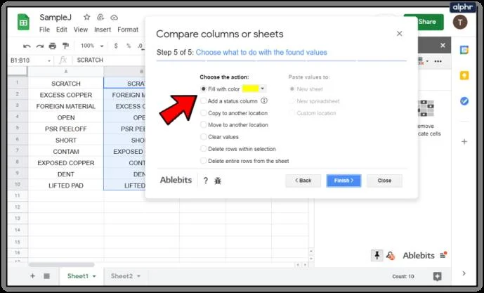 نحوه مقایسه ستون ها در Google Sheets