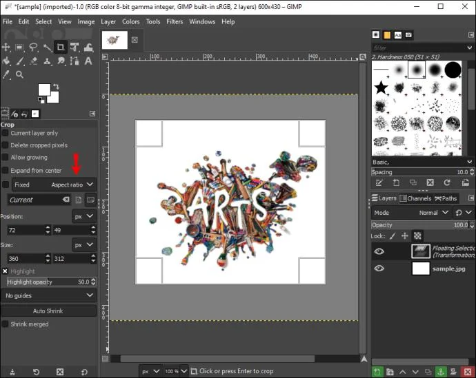 نحوه برش تصویر در GIMP