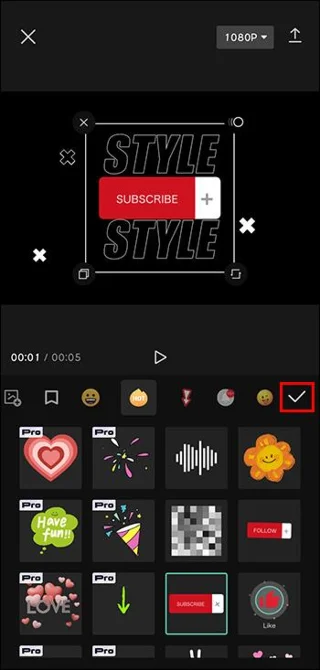 Positionner l'autocollant dans CapCut