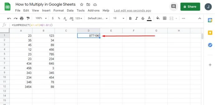 Jak mnożyć w Arkuszach Google