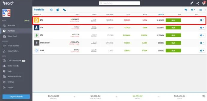 نحوه انتقال به کیف پول از Etoro