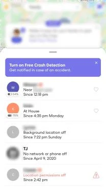 전화가 꺼져 있을 때 Life360에 표시되는 내용