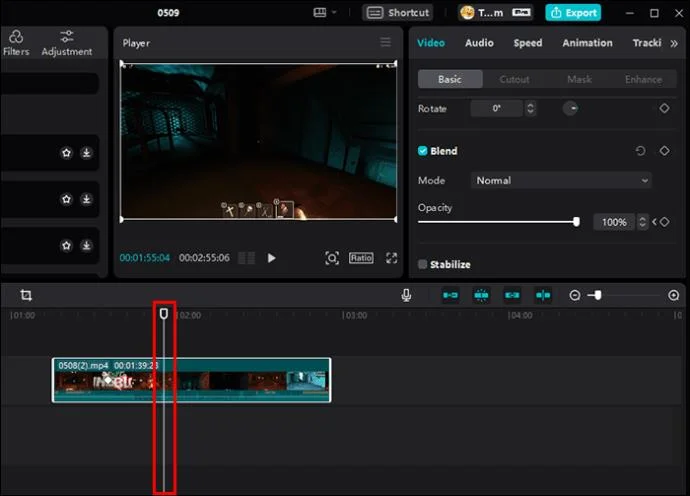 Positionnement de la tête de lecture dans CapCut PC