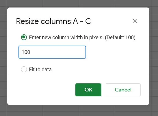 Jak zmienić szerokość kolumny w Arkuszach Google
