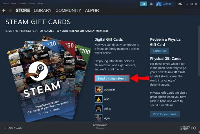 Envoyer via Steam