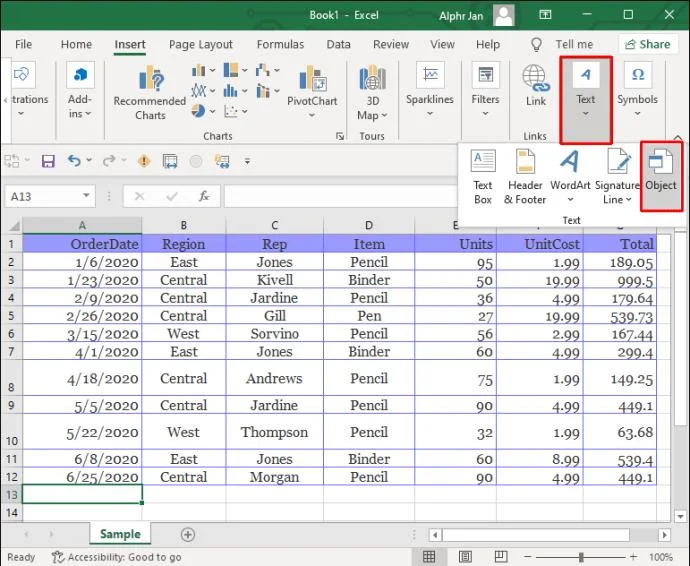 چگونه یک PDF را در یک فایل اکسل جاسازی کنیم