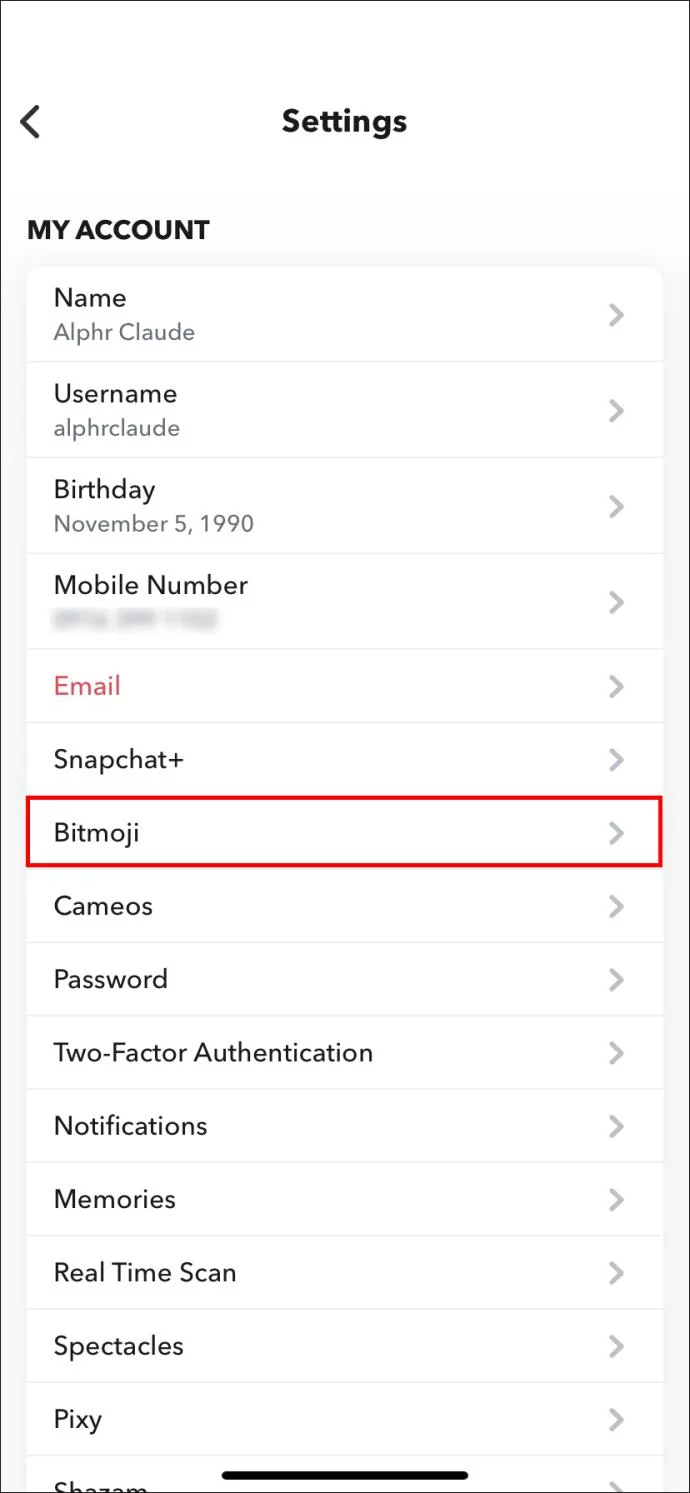 Bitmoji Settings Bitmoji Settings