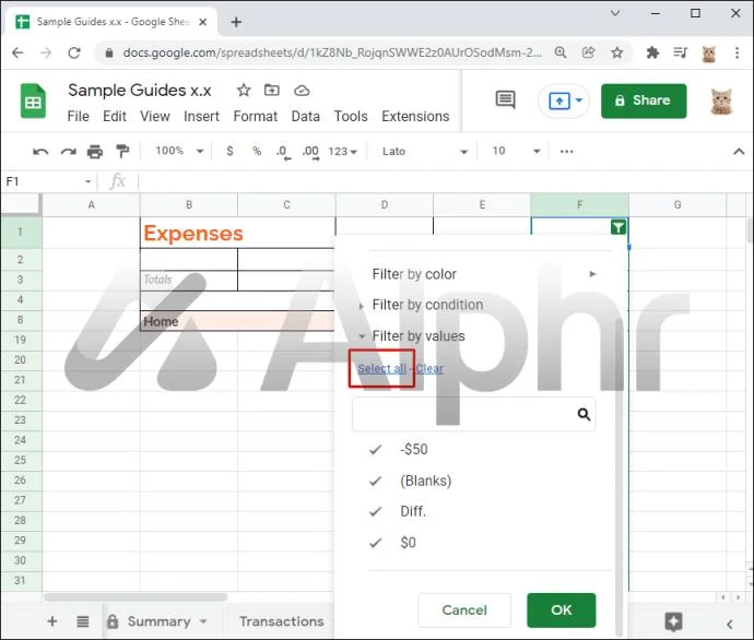 كيفية النسخ بدون صفوف مخفية في أوراق جوجل