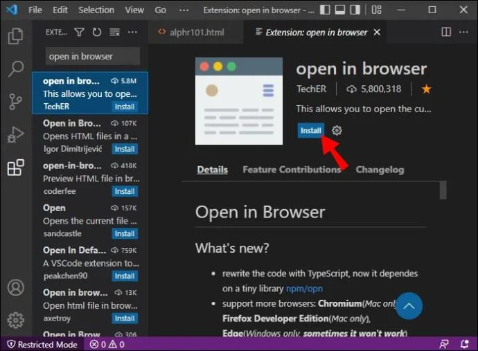 So öffnen Sie im Browser aus VS-Code