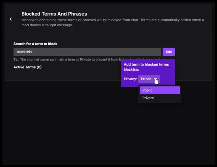 نحوه ایجاد لیست سیاه و ممنوع کردن کلمات در چت Twitch