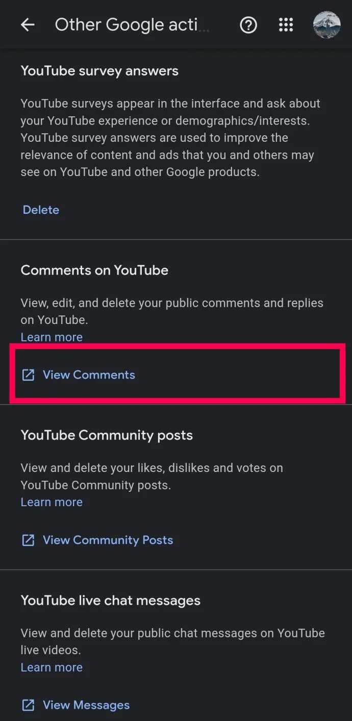 Come visualizzare la cronologia dei commenti di YouTube