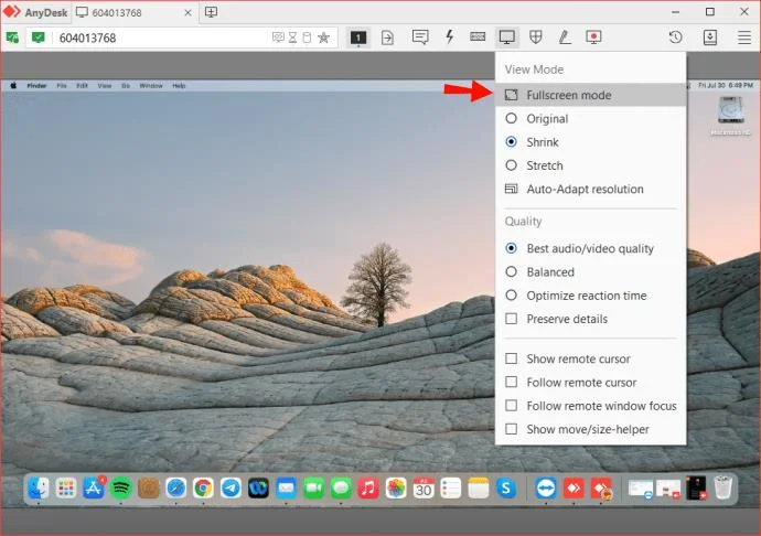 نحوه خروج از تمام صفحه در AnyDesk