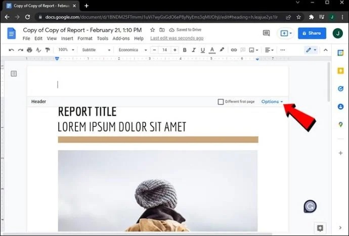 Jak tworzyć różne nagłówki dla różnych stron w Dokumentach Google