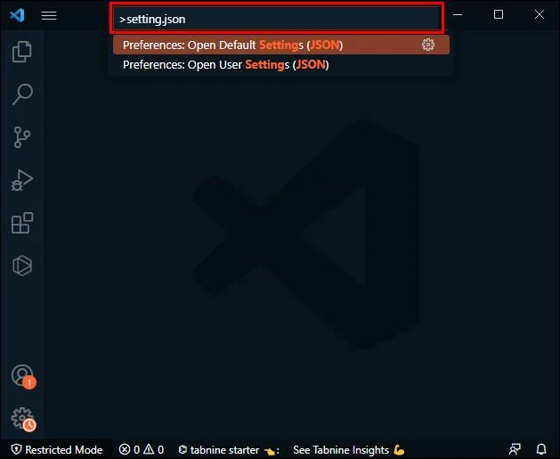 Jak otworzyć Settings.Json w kodzie VS