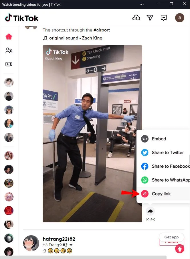 نحوه ارسال لینک به ویدیوی TikTok