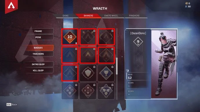 نحوه تجهیز نشان ها در Apex Legends