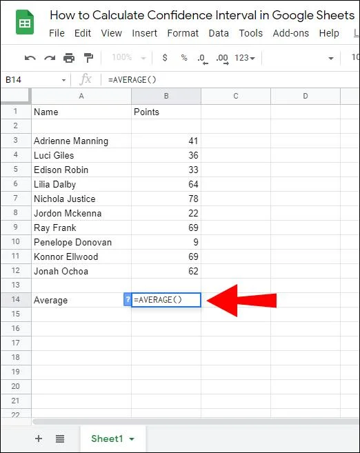 نحوه محاسبه فاصله اطمینان در Google Sheets