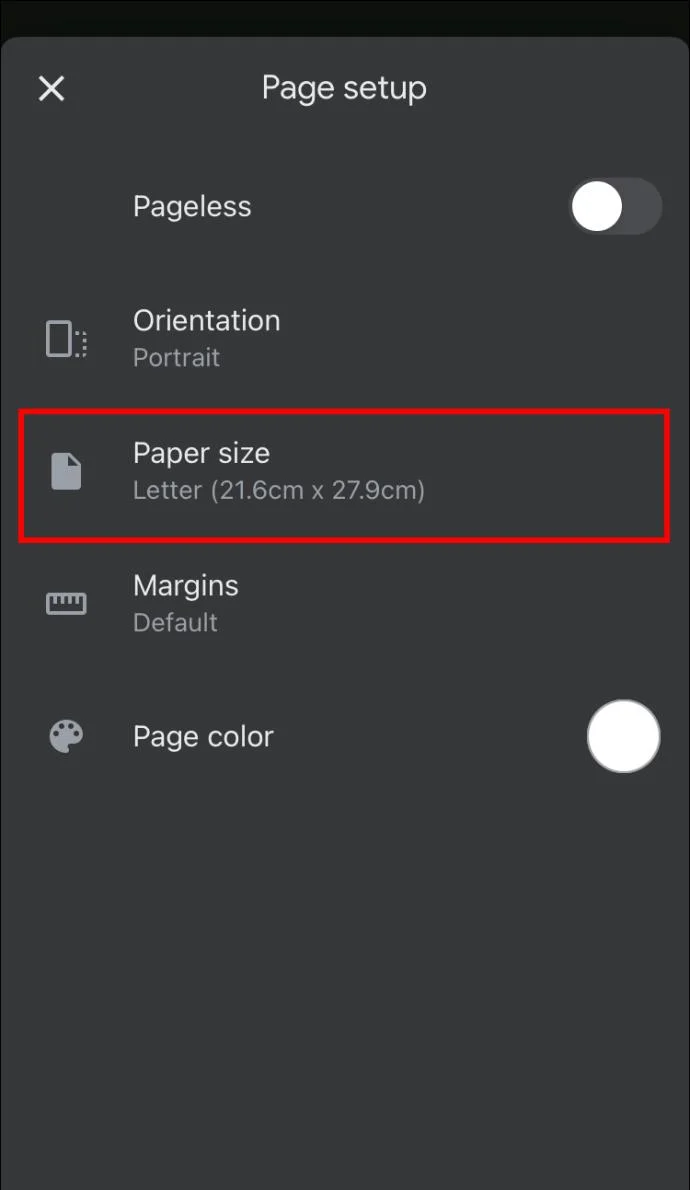 Cómo cambiar el tamaño de página en Google Docs