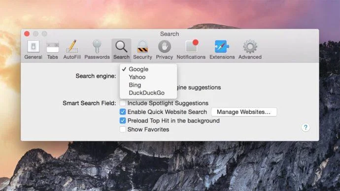 نحوه تغییر موتور جستجوی پیش فرض در سافاری برای Mac OS X