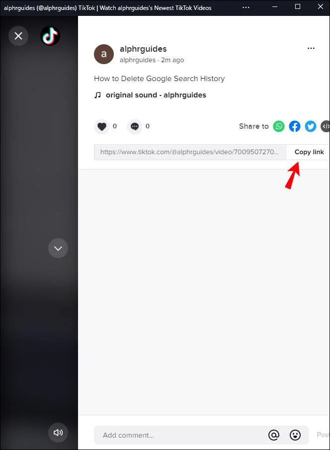 نحوه ارسال لینک به ویدیوی TikTok