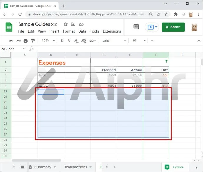 كيفية النسخ بدون صفوف مخفية في أوراق جوجل