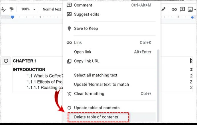 نحوه اضافه کردن فهرست مطالب به Google Doc