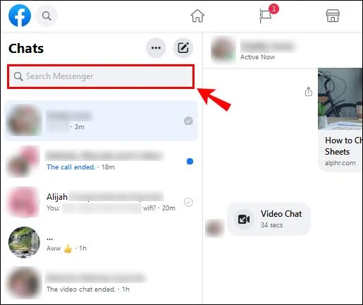 نحوه جستجو از طریق پیام ها در فیس بوک مسنجر