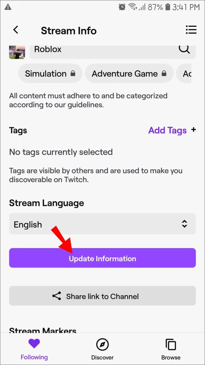 نحوه تغییر عنوان استریم در Twitch