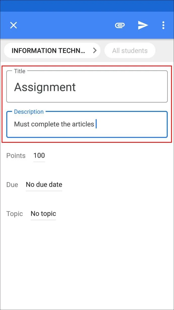 نحوه ایجاد یک تکلیف در Google Classroom