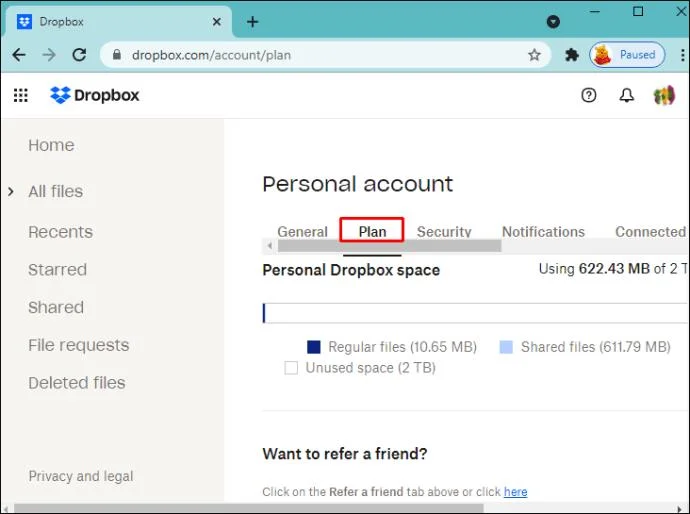 نحوه لغو اشتراک Dropbox