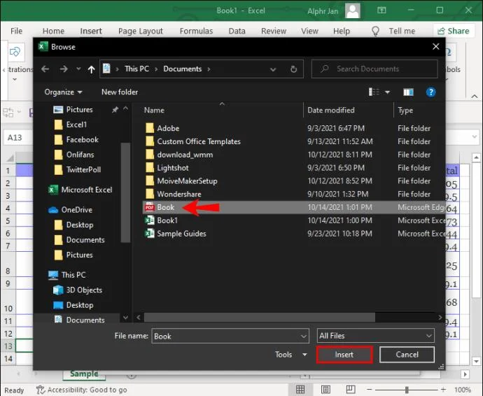 چگونه یک PDF را در یک فایل اکسل جاسازی کنیم