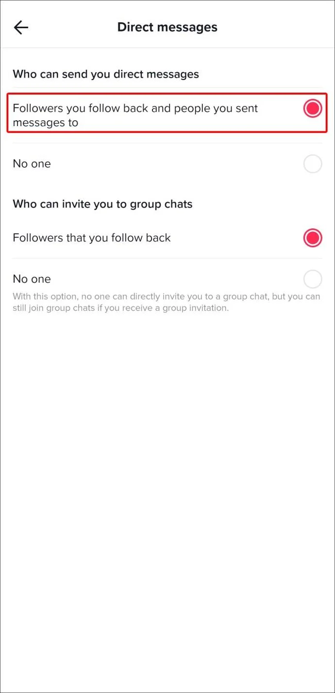 نحوه رفع مشکل پیام های TikTok
