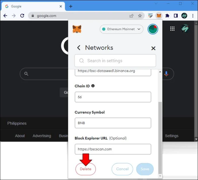 چگونه یک شبکه را از MetaMask حذف کنیم