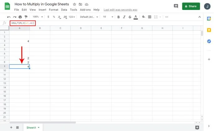 Jak mnożyć w Arkuszach Google