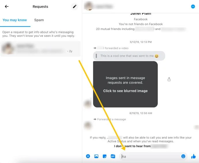 Facebookメッセンジャーでメッセージリクエストを表示する方法