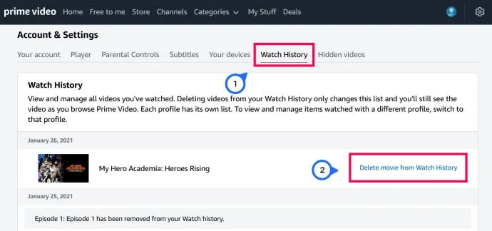 Come rimuovere la cronologia e la watchlist da Amazon Prime Video