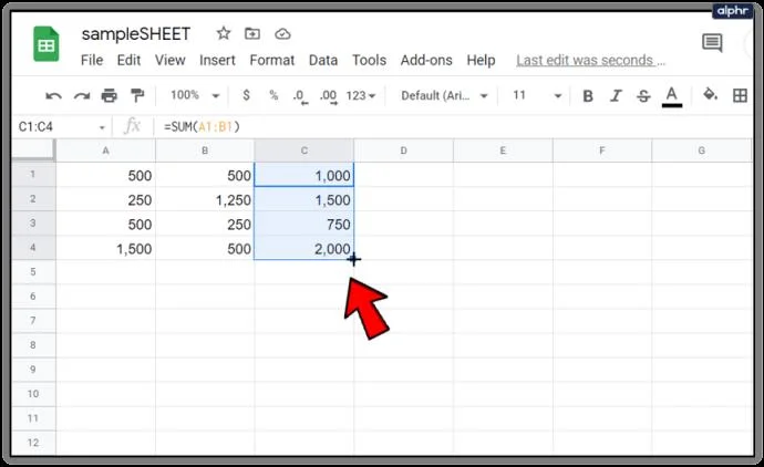 نحوه اعمال فرمول ها برای کل ستون ها در Google Sheets