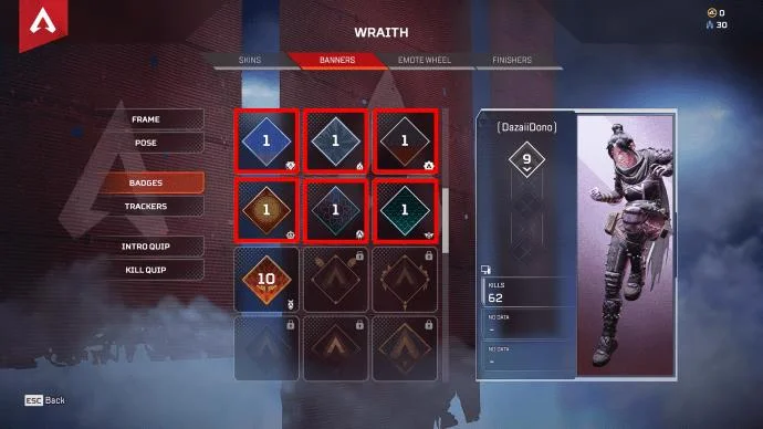 نحوه تجهیز نشان ها در Apex Legends