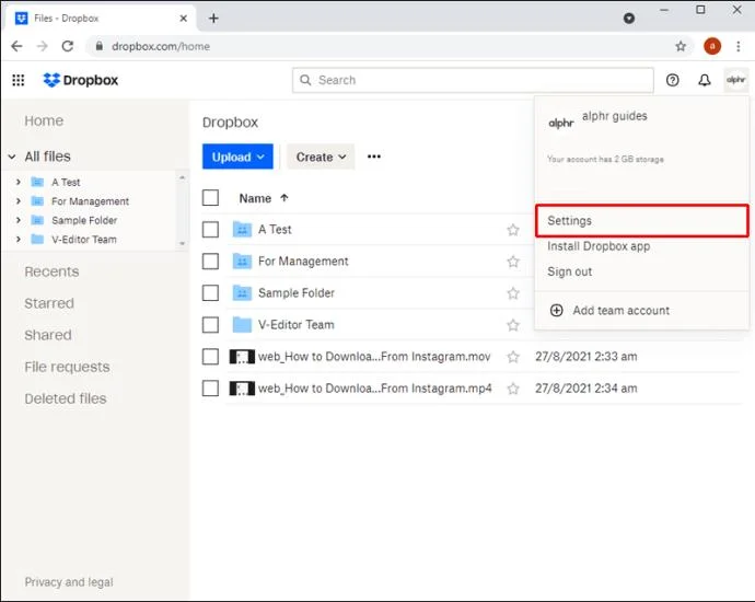 چگونه یک حساب Dropbox را حذف کنیم