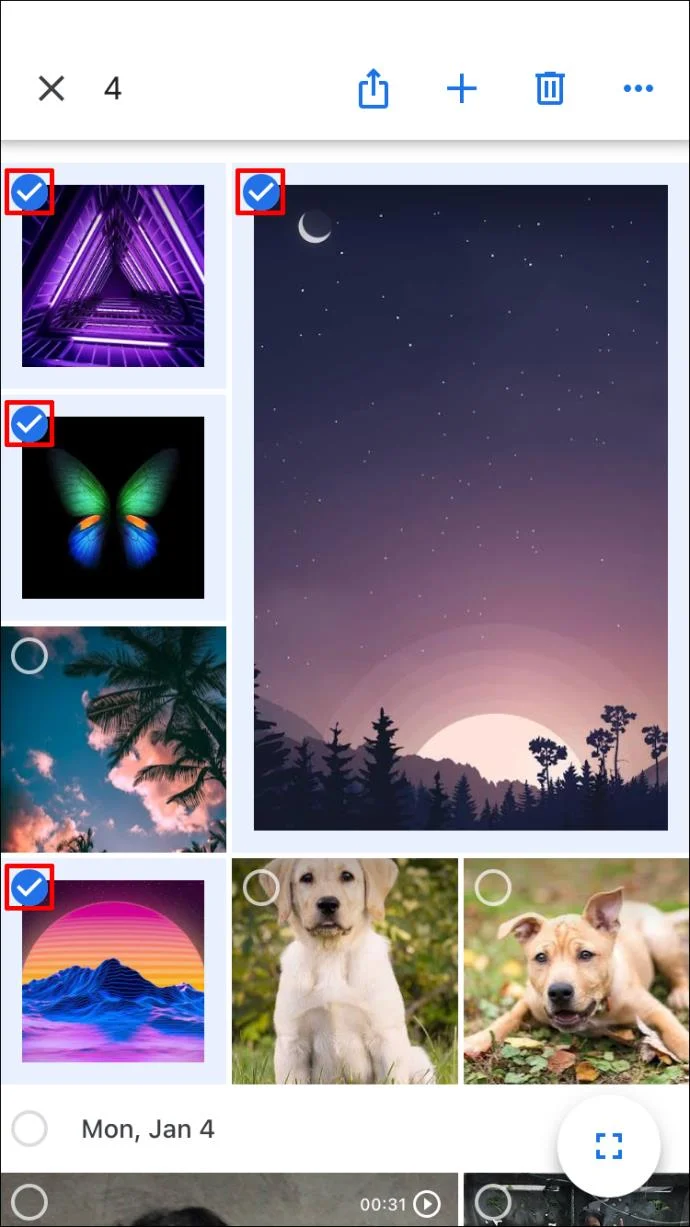 Geselecteerde foto's op iPhone