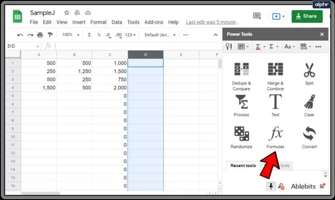 نحوه اعمال فرمول ها برای کل ستون ها در Google Sheets