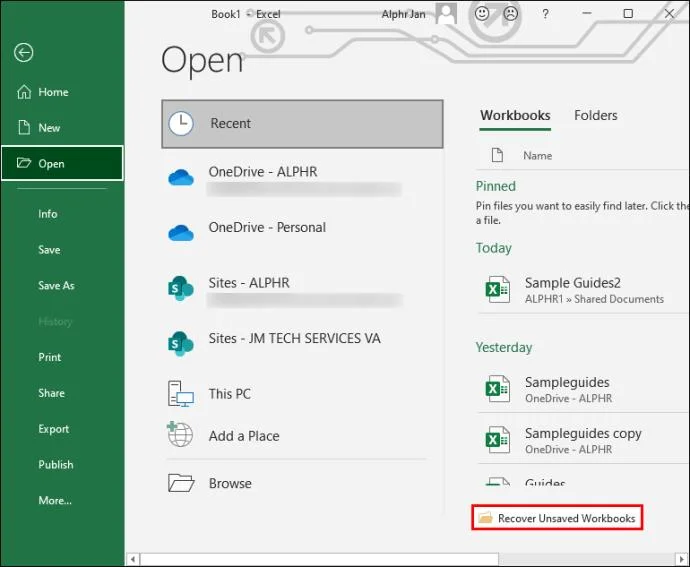 Come recuperare un file Excel non salvato
