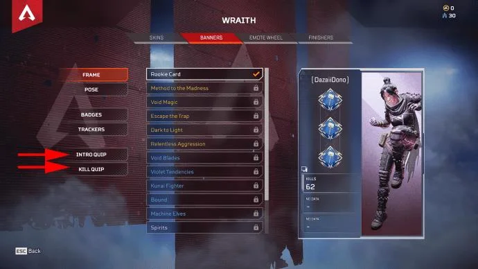 نحوه تجهیز نشان ها در Apex Legends