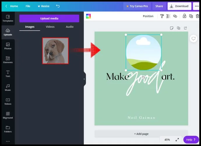 چگونه یک تصویر گرد در Canva درست کنیم