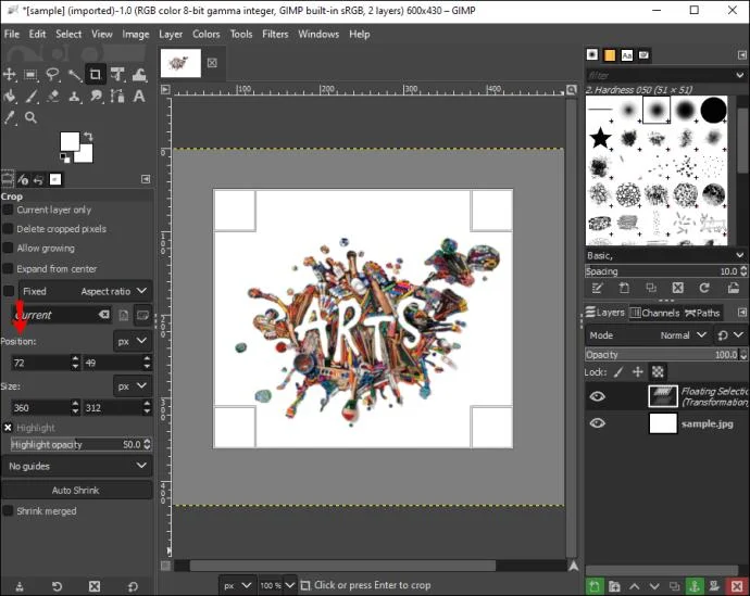 نحوه برش تصویر در GIMP