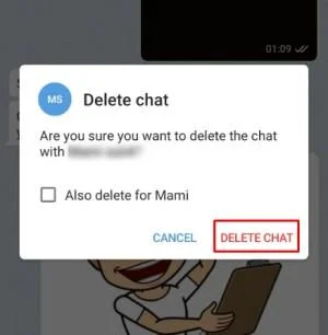نحوه حذف رسانه در تلگرام