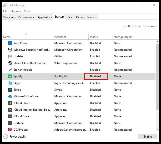 Como desativar a abertura do Spotify na inicialização do Windows 10