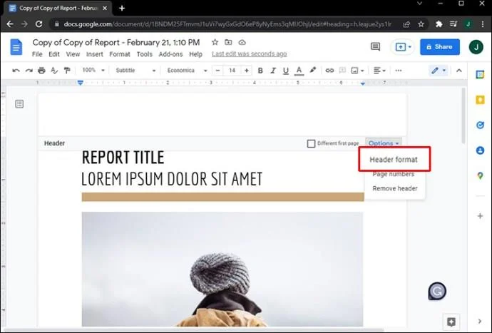 Jak tworzyć różne nagłówki dla różnych stron w Dokumentach Google
