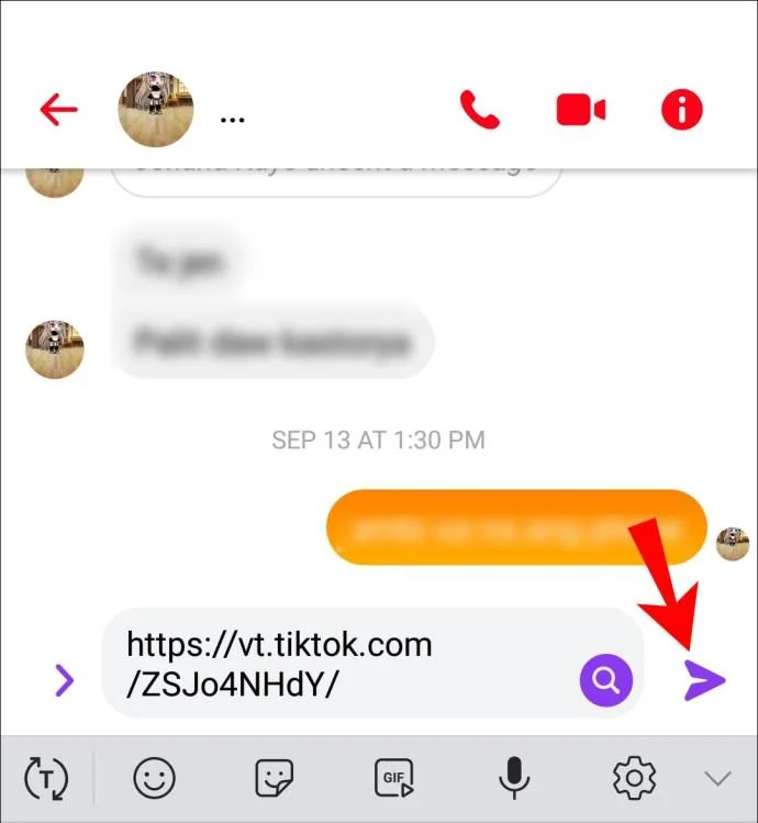 نحوه ارسال لینک به ویدیوی TikTok
